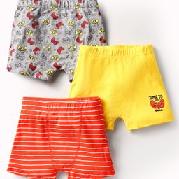 Bodycare Cotton Knit Trunks With Stripes & Remote Control Print Pack Of 3 - Yellow Orange & Grey-picture-26