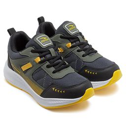 Asian Go Chase Text Designed Mesh Detailed Sneakers -Grey & Olive Green-image-63