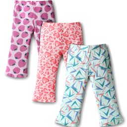 CUCUMBER Cotton Knit Full Length Lounge Pants with Strawberry & Hearts Print Pack of 3 - Baby Pink Light Purple & Sea Green-picture-35