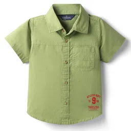 INFINITY Cotton Woven Half Sleeves 9 Number Printed Shirt - Leaf Green-picture-43