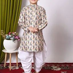NFC CREATION Boys Embroidered Regular Sequinned Dupion Silk Kurta with Patiala-3