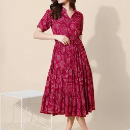 Jash Creation Ethnic Motifs Print Crepe Fit & Flare Dress-picture-36