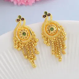 MEMOIR Gold-Plated Contemporary Beaded Oxidised Drop Earrings-99