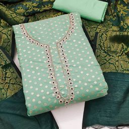 SAINOOR Embellished Semi-Stitched Dress Material-image-76
