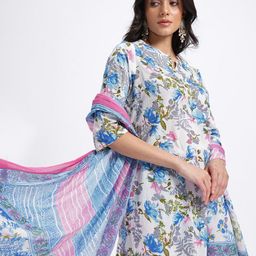 Anouk Floral Printed Pure Cotton Kurta with Trousers & Dupatta-54