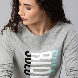 Roadster Women Grey Melange Printed Round Neck T-shirt-image-23