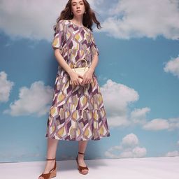 CORSICA Abstract Print Tiered Midi A-Line Dress-image-58