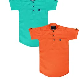 OJ TREND Kids-Boys Sea Green Kurtas-picture-35