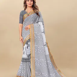 Anouk Floral Zari Linen Blend Saree-9