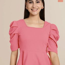 Tromko Women Puff Sleeves Peplum Top-image-14