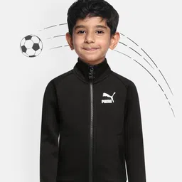 Puma Boys Black Iconic T7 Sporty Sustainable Jacket-image-14