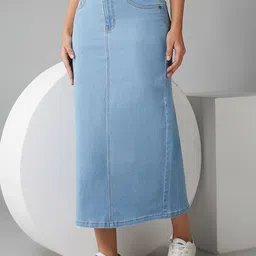 DOLCE CRUDO Buttercup Denim Maxi Skirt-picture-16