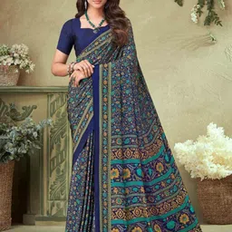 Reboot Fashions Floral Printed Pure Crepe Saree-image-80