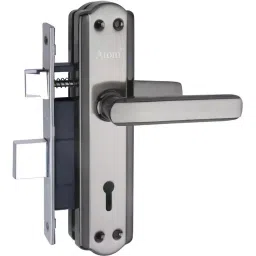 Atom Iron Silver and Black Door Handle Lock Set, MH-IR-606-KY-BS-08-12
