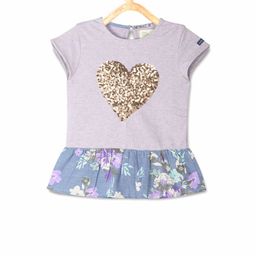 Cherry Crumble Girls Purple Printed Pure Cotton Top-image-69