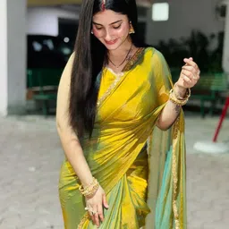 VRAGI Women Beads and Stones Pure Chiffon Saree-image-80