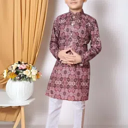DIGI FASHION Boys Pink Long Kurta Set-image-92