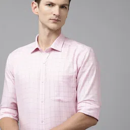Park Avenue Slim Fit Grid Tattersall Checked Pure Cotton Formal Shirt-picture-30