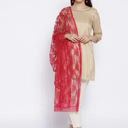 WEAVERS VILLA Magenta Lace Dupatta-picture-16
