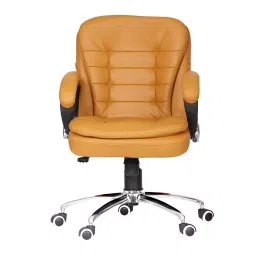 Da URBAN Milford Camel Mid Back Revolving Leatherette Ergonomic Home & Office Executive Chair-image-67