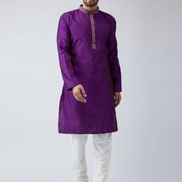SOJANYA Men Purple Embellished Straight Kurta-picture-55