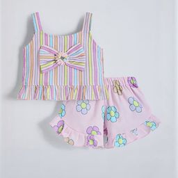 Hopscotch Girls Striped Jhabla & Shorts-picture-38