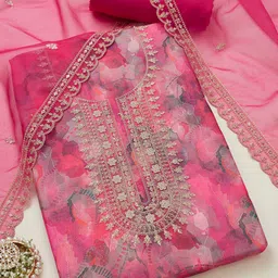 Soch Printed Organza Unstitched Dress Material-image-45