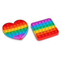 Enorme Square Heart Shape Pop Bubble Stress Relieving Silicone Pop It Fidget Toys Pack of 2 - Multicolor-16