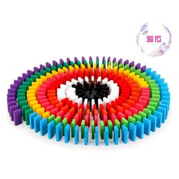 Trinkets & More 12 Colours Wooden Dominoes Blocks Set Multicolour - 960 Pieces-4