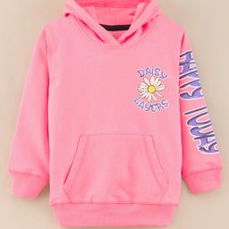 Doreme Full Sleeves Knit Sweatshirt Placement Print- Pink-image-79
