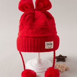 Babyhug Acrylic Woollen Cap Bow Applique Medium Size - Red-image-29