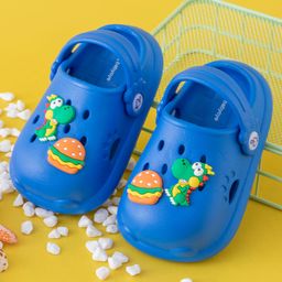 Babyoye Clogs with Back Strap Closure and Burger Applique - Blue-image-36