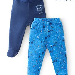 Babyoye 100% Organic Cotton With Eco Jiva Finish Diaper Leggings With Wild Animals Print Pack Of 2 - Navy Blue-image-61