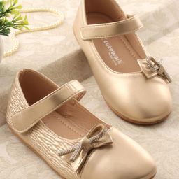 Cute Walk by Babyhug Studded Bellies with Bow Applique & Velcro Closure - Golden-picture-22