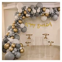 Bubble Trouble White & Grey Gold DIY Happy Birthday Decoration Items for Boys-  Pack of 58-19