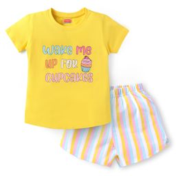 Babyhug Cotton KnitHalf Sleeve Night Suit Text Print - Multicolour-image-70