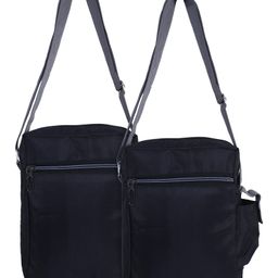 Kuber Industries Crossbody Bag  Classic Messenger Bag  Journey Shoulder Bag  Sling Bag with Adjustable Strap  Zipper Messenger Bag  Crossbody Backpack for Camping  Pack of 2  Black-picture-10