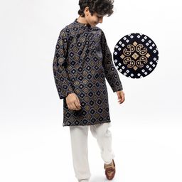 Pine Kids Cotton Woven Full SleevesKurta Pyjama Set Bandhani Print - Black-image-68