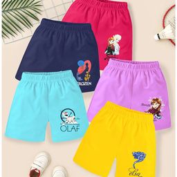 KUCHIPOO Pack Of 5 Disney Featuring Frozen Printed Shorts - Multi Colour-image-94