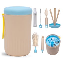 Adore Advanced PRACTO-The Smart Travel Bottle Cleaning Brush Kit & Drying Rack with Storage Case- Blue-image-17