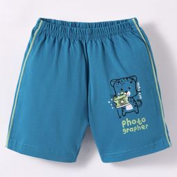 Tango Single Jersey Knit Knee Length Shorts with Kitty Print - Teal Blue-image-98