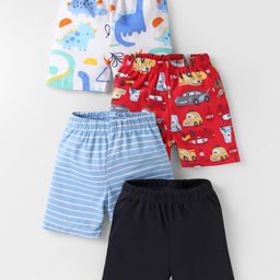 Kidi Wav Pack Of 4 Hearts Printed & Striped Shorts - Multi Colour-image-55