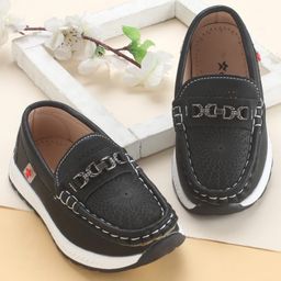 Cute Walk by Babyhug Slip On Solid Coloured Loafers - Black-image-9