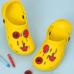 Marvel by Yellow Bee Perforated Clogs With Avengers Featuring Spiderman Charms - Yellow-picture-30