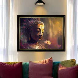 Art Street Purple & Black 1 Piece Synthetic Wood Religious Wall Paintings-image-90