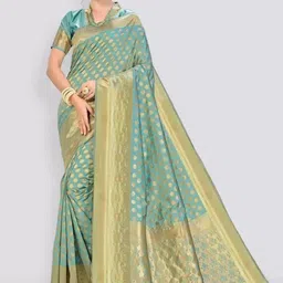 KALINI Woven Design Zari Pure Silk Fusion Saree-picture-19
