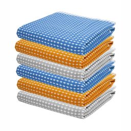 The Bath Community Blue & Orange 6 Pieces Printed Cotton 250 GSM Bath Towels-73