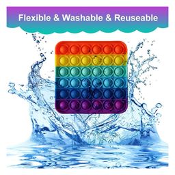 Enorme Square Heart Shape Pop Bubble Stress Relieving Silicone Pop It Fidget Toys Pack of 2 - Multicolor image 5
