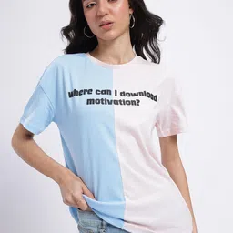 glitchez Color Clash Typo Print Drop-Shoulder Relaxed T-shirt-image-17