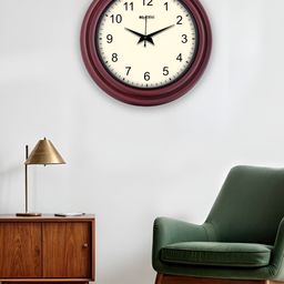 OLIVE TREE Brown & Off White Round Wooden Analogue Wall Clock-picture-32